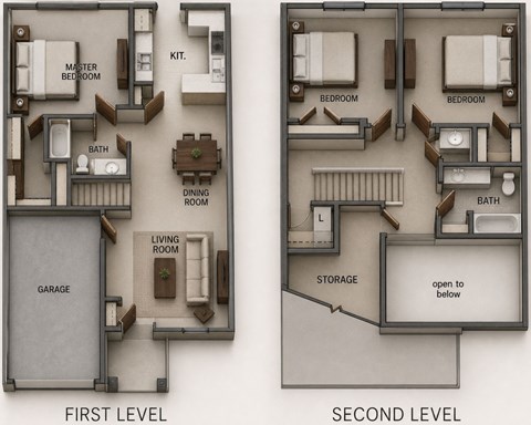 Floor plan for 3 beds, 2 baths, 1451 sqft